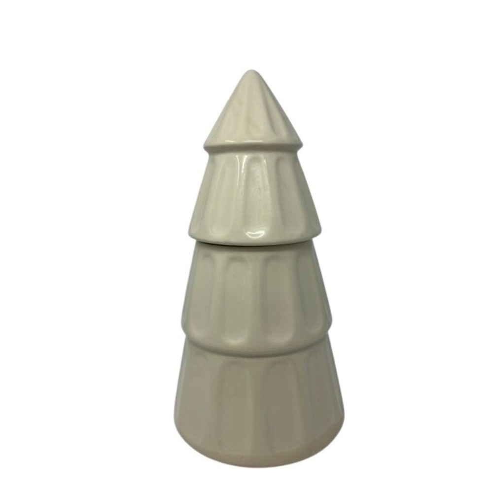 DesignPac Winter White  Christmas Tree Cookie Jar, 14" Tall